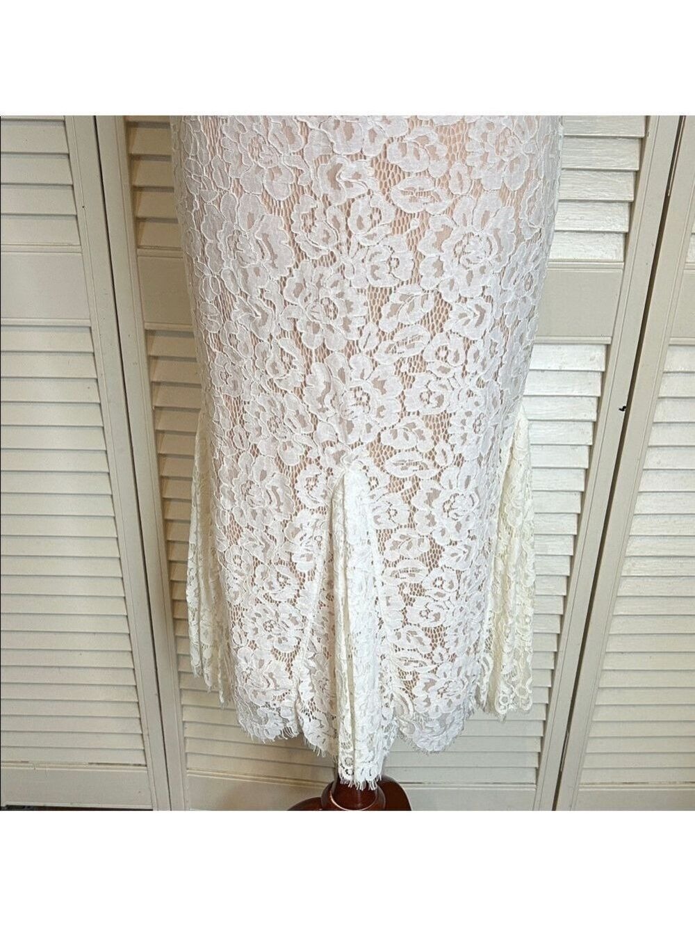 Just Me White Lace Off Shoulder Mermaid Midi Dress Small - Picture 2 of 5